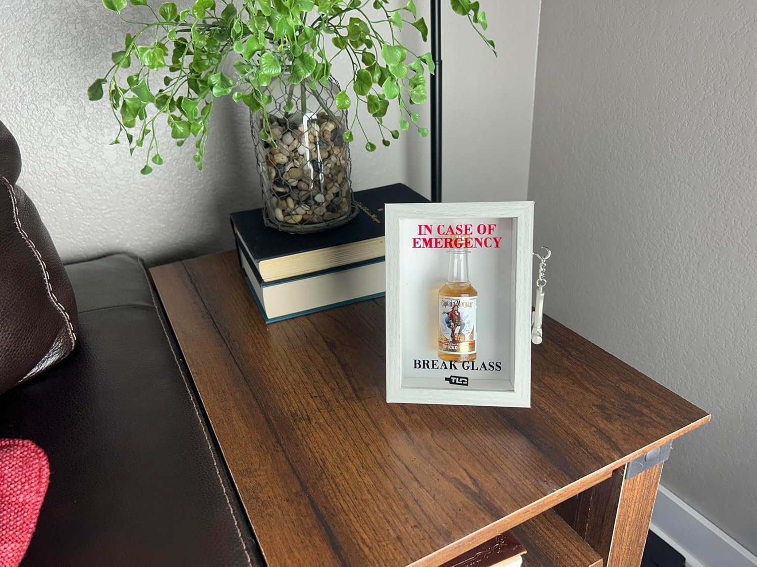 White Emergency Break Glass Display Box on table