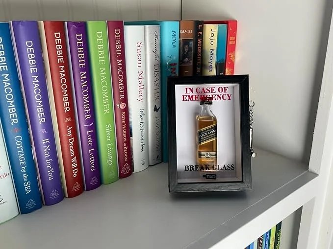 Black Emergency Break Glass display box styled as a birthday gift idea