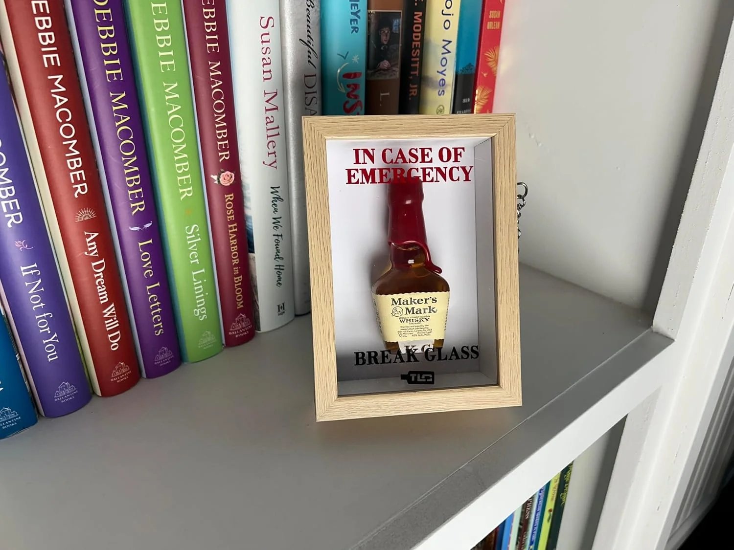 Nature Emergency Break Glass display box on a shelf for birthday gifting