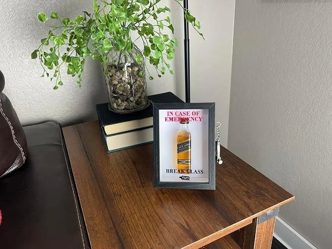 Black Emergency Break Glass Display Box on table