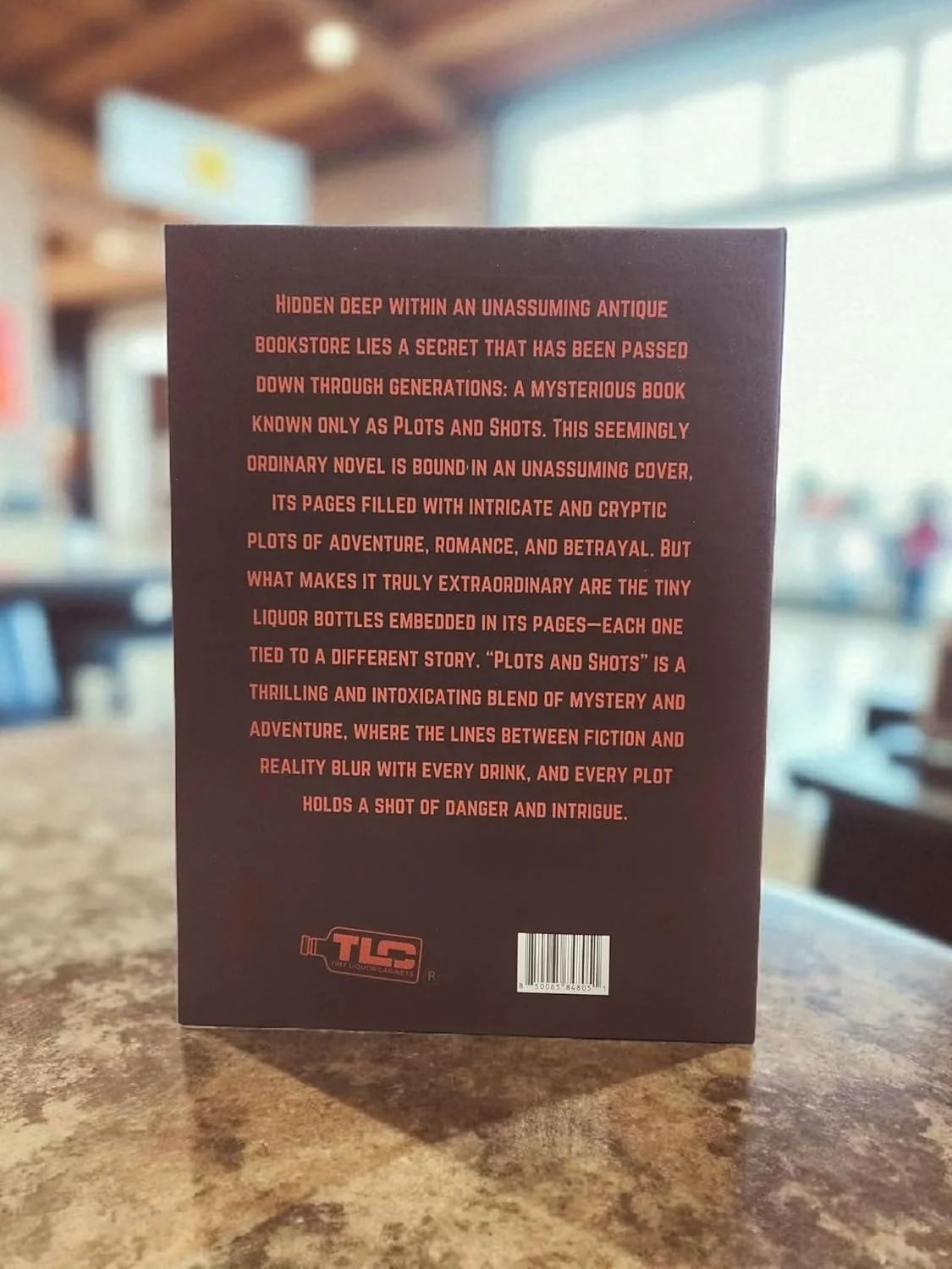 Back cover of Plots and Shots hidden book gift box