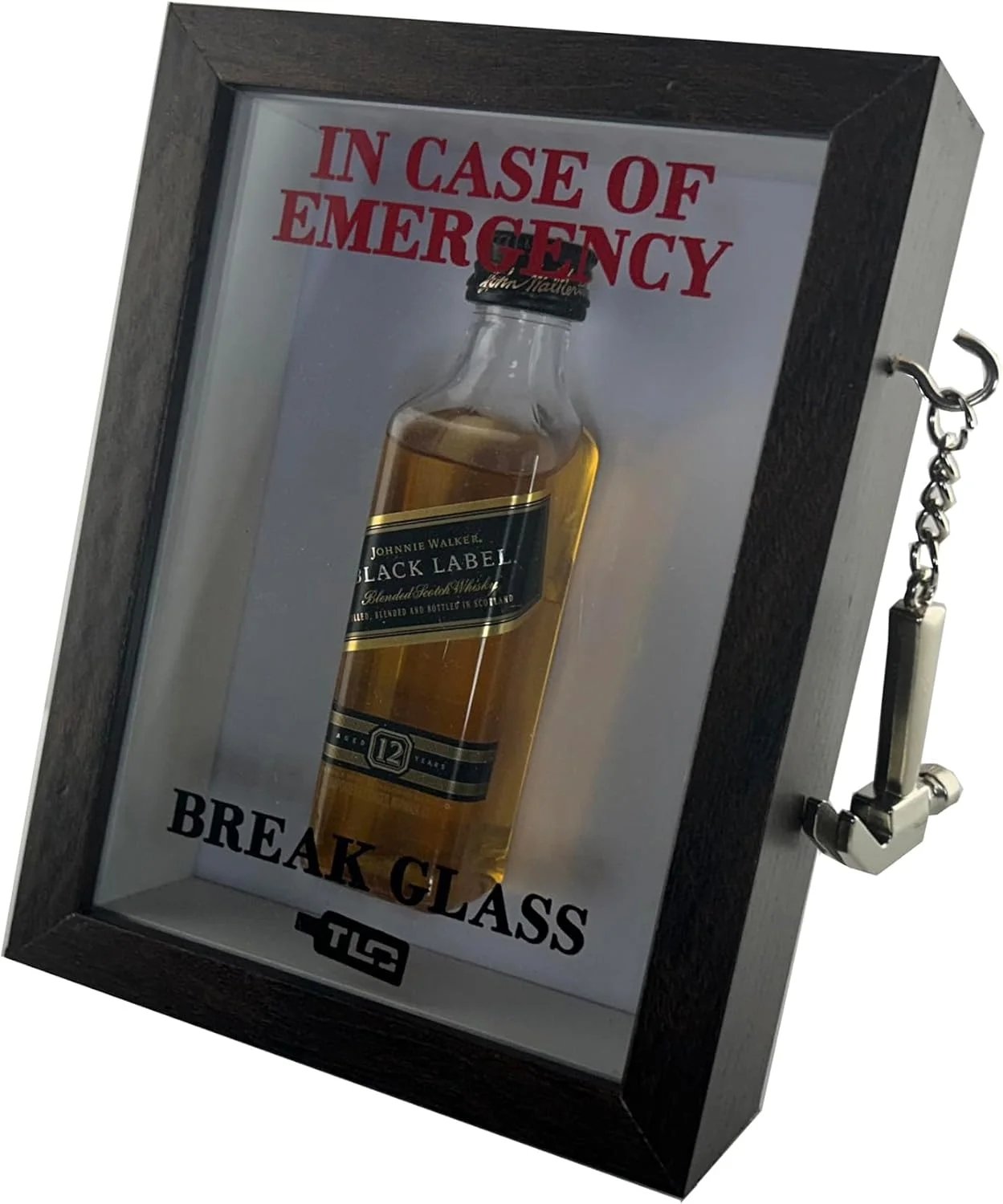 Walnut Emergency Break Glass Display Box Hammer