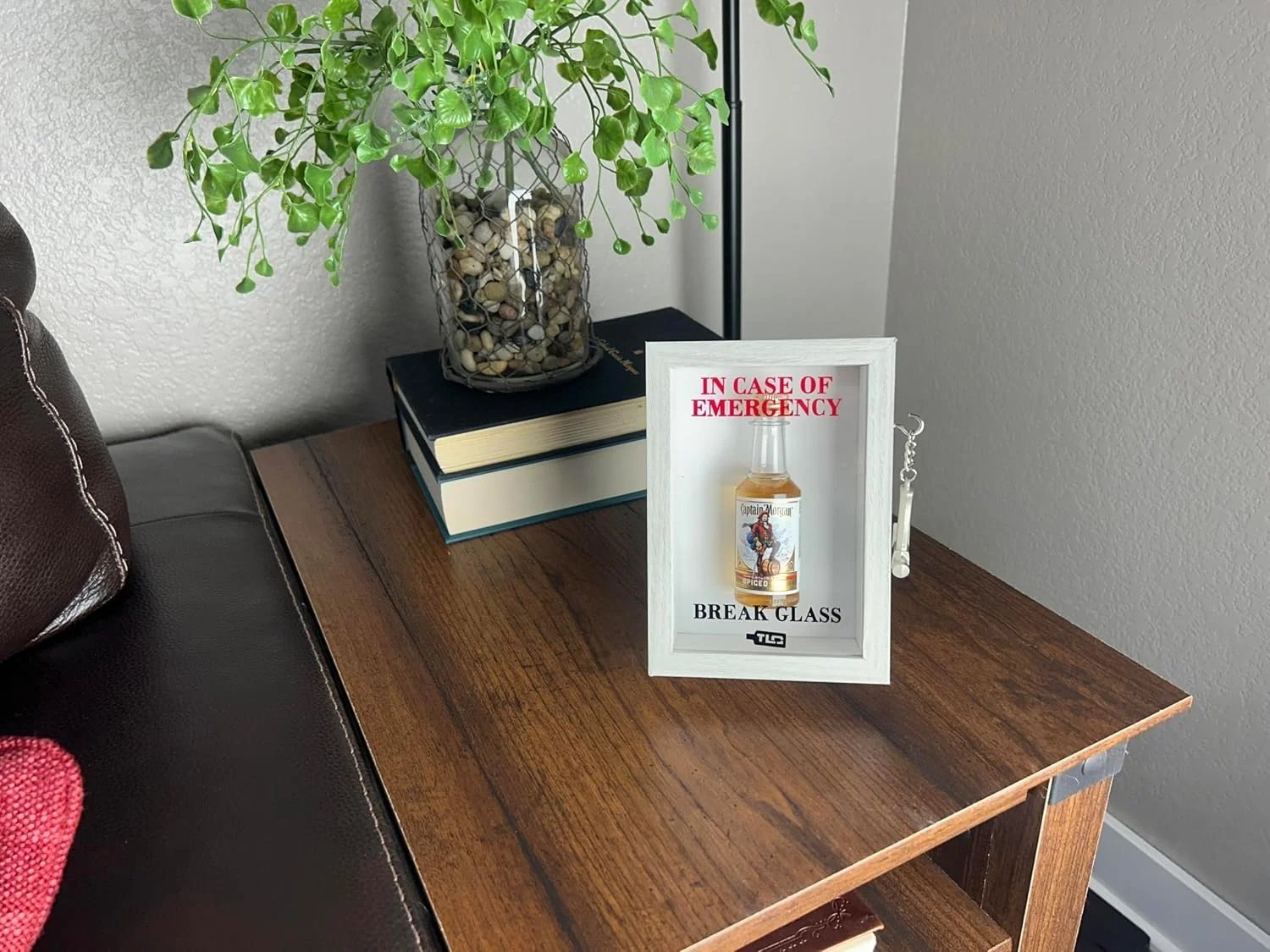 White Emergency Break Glass Display Box on table
