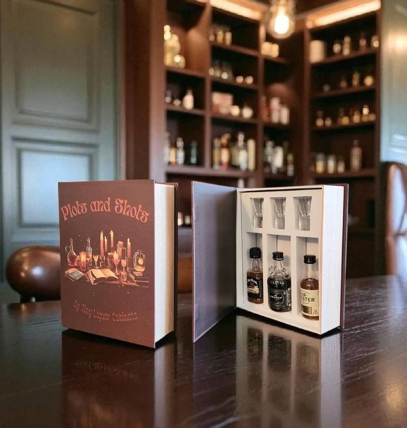 Plots and Shots hidden book spirits gift box