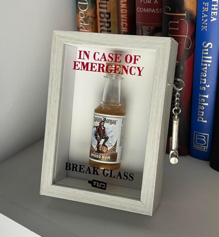 White Deluxe 3D Emergency Break Glass display box for office shelf gift idea